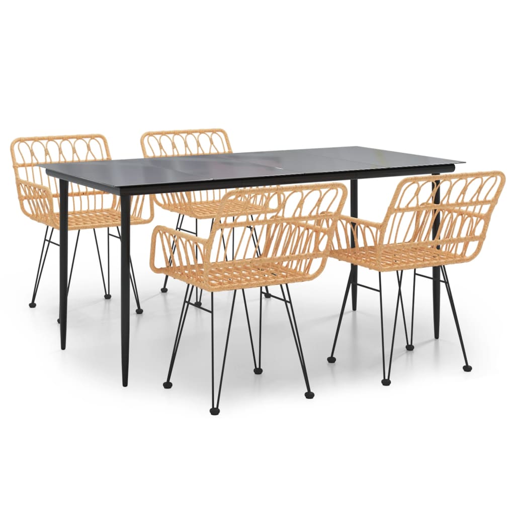 5-tlg. Garten-Essgruppe Poly Rattan
