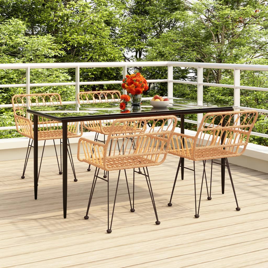 5-tlg. Garten-Essgruppe Poly Rattan