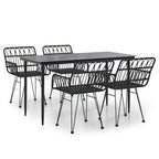 5-tlg. Garten-Essgruppe Schwarz Poly Rattan