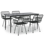 5-tlg. Garten-Essgruppe Schwarz Poly Rattan
