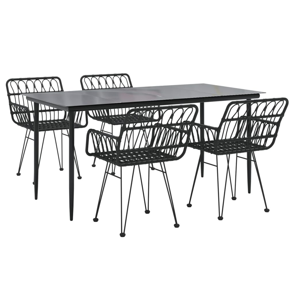 5-tlg. Garten-Essgruppe Schwarz Poly Rattan