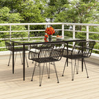 5-tlg. Garten-Essgruppe Schwarz Poly Rattan
