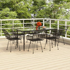 7-tlg. Garten-Essgruppe Schwarz Poly Rattan