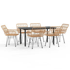 7-tlg. Garten-Essgruppe Poly Rattan