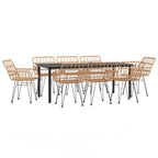 9-tlg. Garten-Essgruppe Poly Rattan