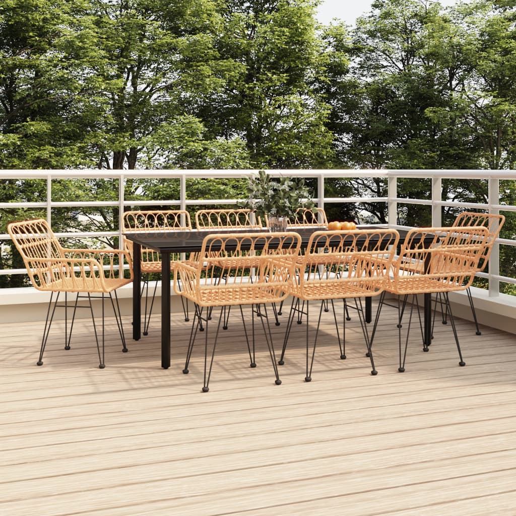 9-tlg. Garten-Essgruppe Poly Rattan