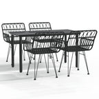 5-tlg. Garten-Essgruppe Schwarz Poly Rattan