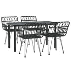 5-tlg. Garten-Essgruppe Schwarz Poly Rattan