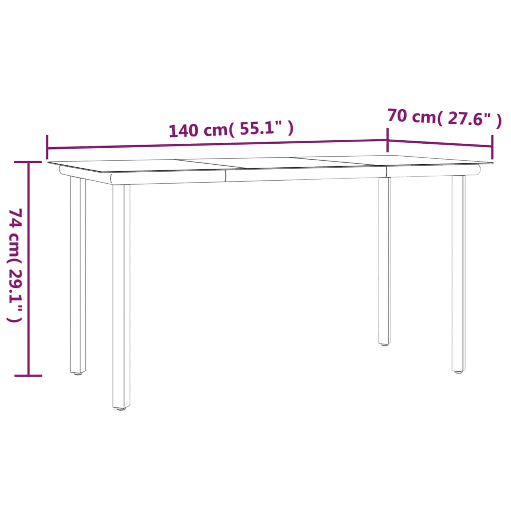 5-tlg. Garten-Essgruppe Schwarz Poly Rattan