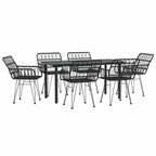 7-tlg. Garten-Essgruppe Schwarz Poly Rattan
