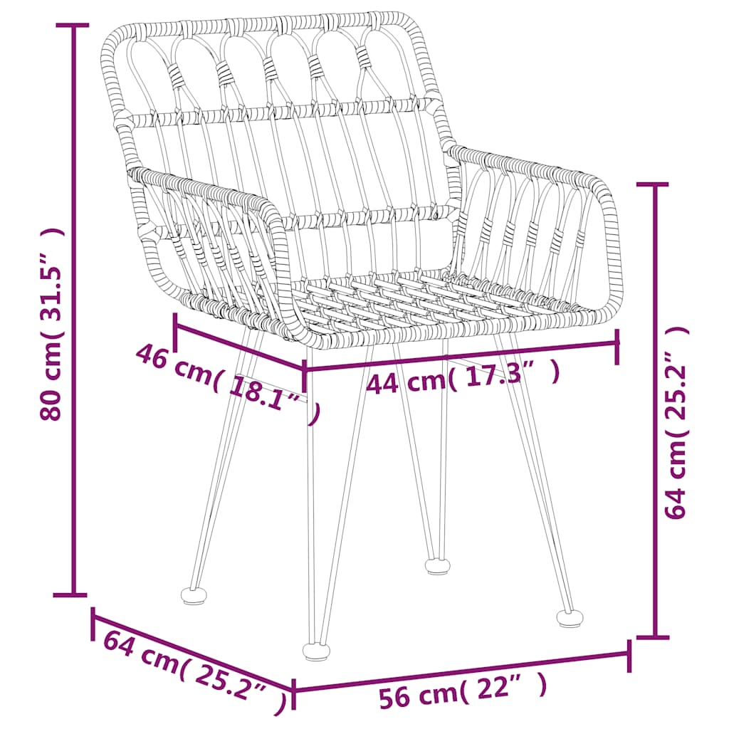 7-tlg. Garten-Essgruppe Schwarz Poly Rattan