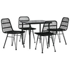 5-tlg. Garten-Essgruppe Schwarz Poly Rattan