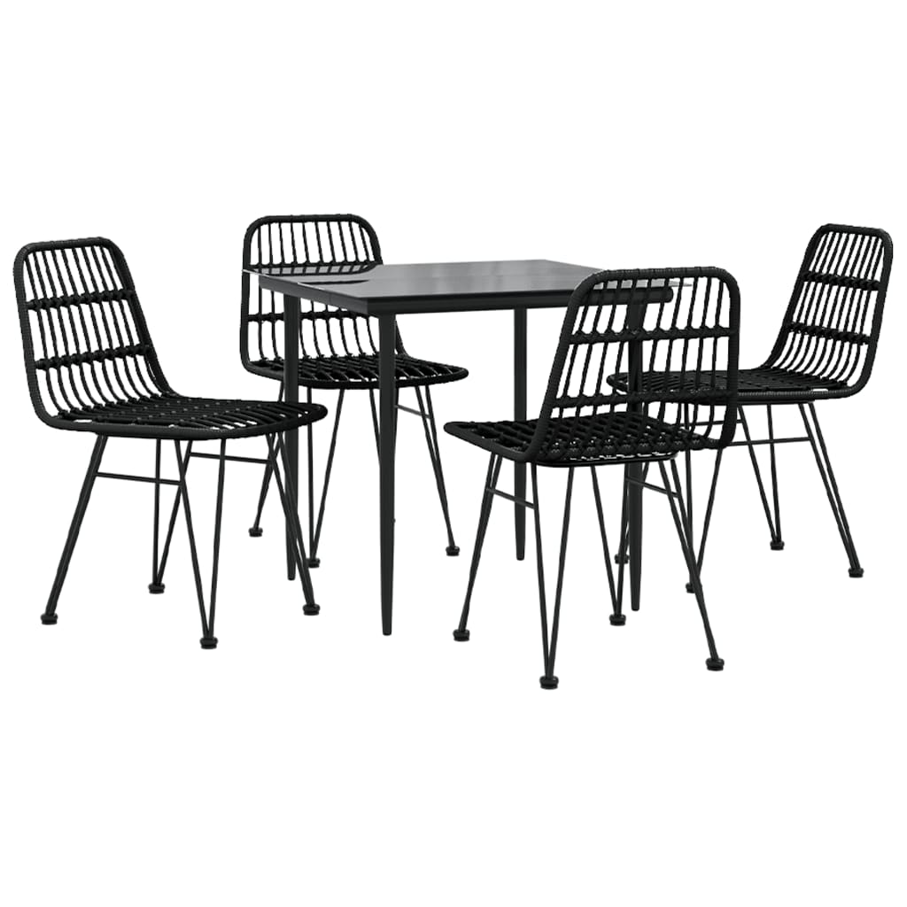 5-tlg. Garten-Essgruppe Schwarz Poly Rattan