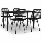 5-tlg. Garten-Essgruppe Schwarz Poly Rattan