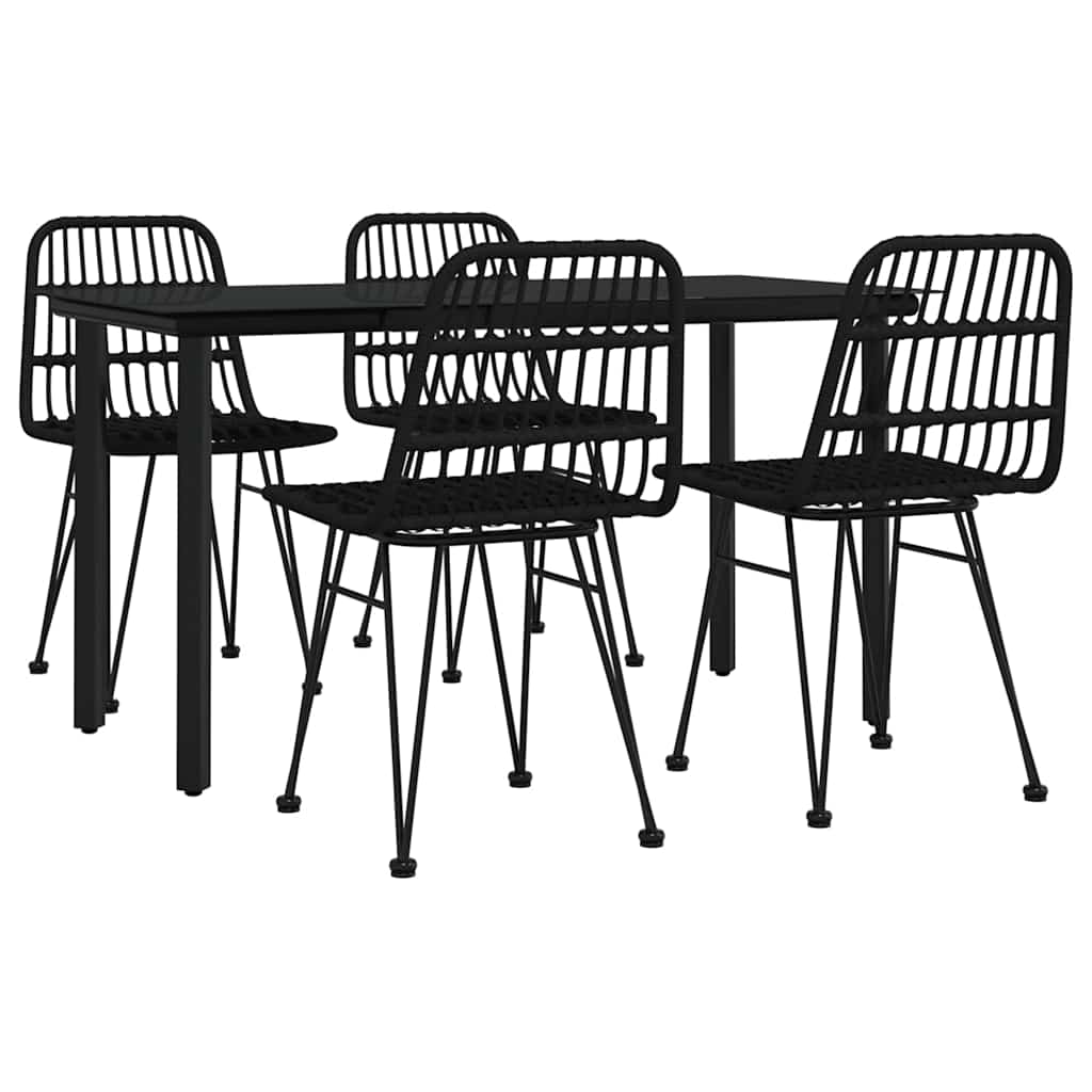 5-tlg. Garten-Essgruppe Schwarz Poly Rattan