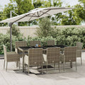 9-tlg. Garten-Essgruppe mit Kissen Grau Poly Rattan