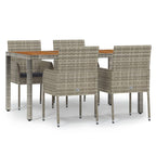 5-tlg. Garten-Essgruppe mit Kissen Grau Poly Rattan