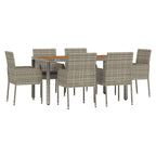 7-tlg. Garten-Essgruppe mit Kissen Grau Poly Rattan