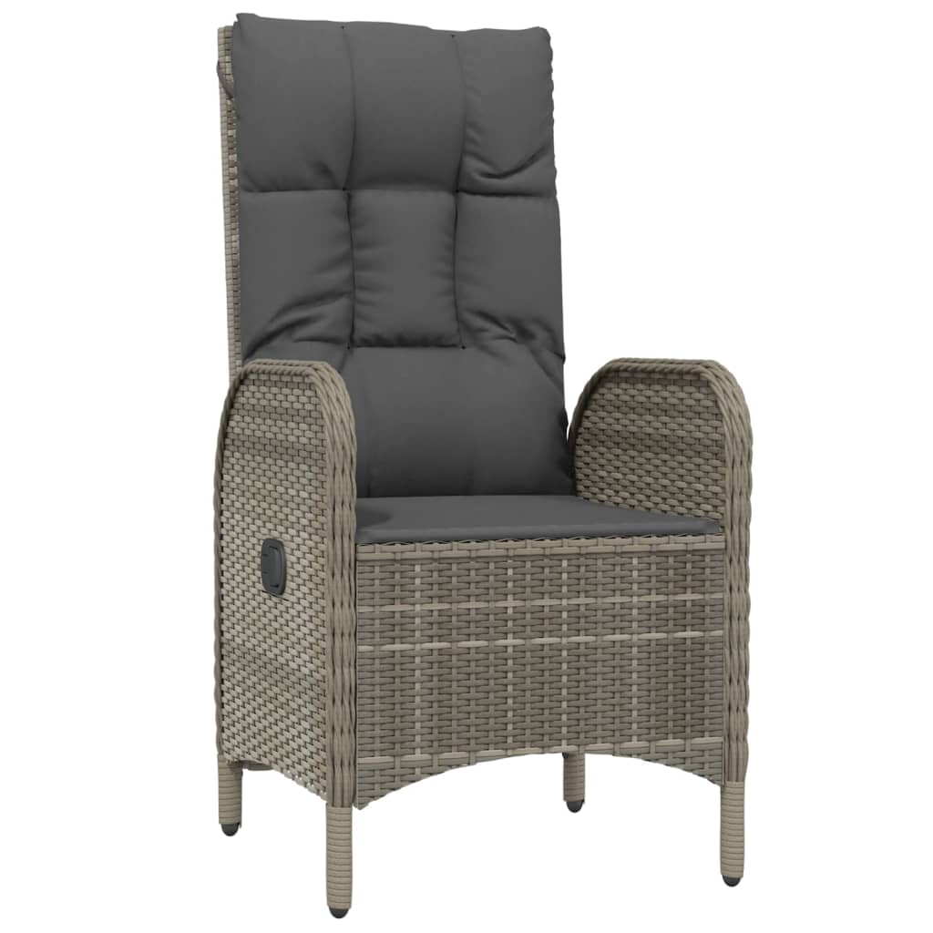 3-tlg. Garten-Essgruppe mit Kissen Schwarz und Grau Poly Rattan
