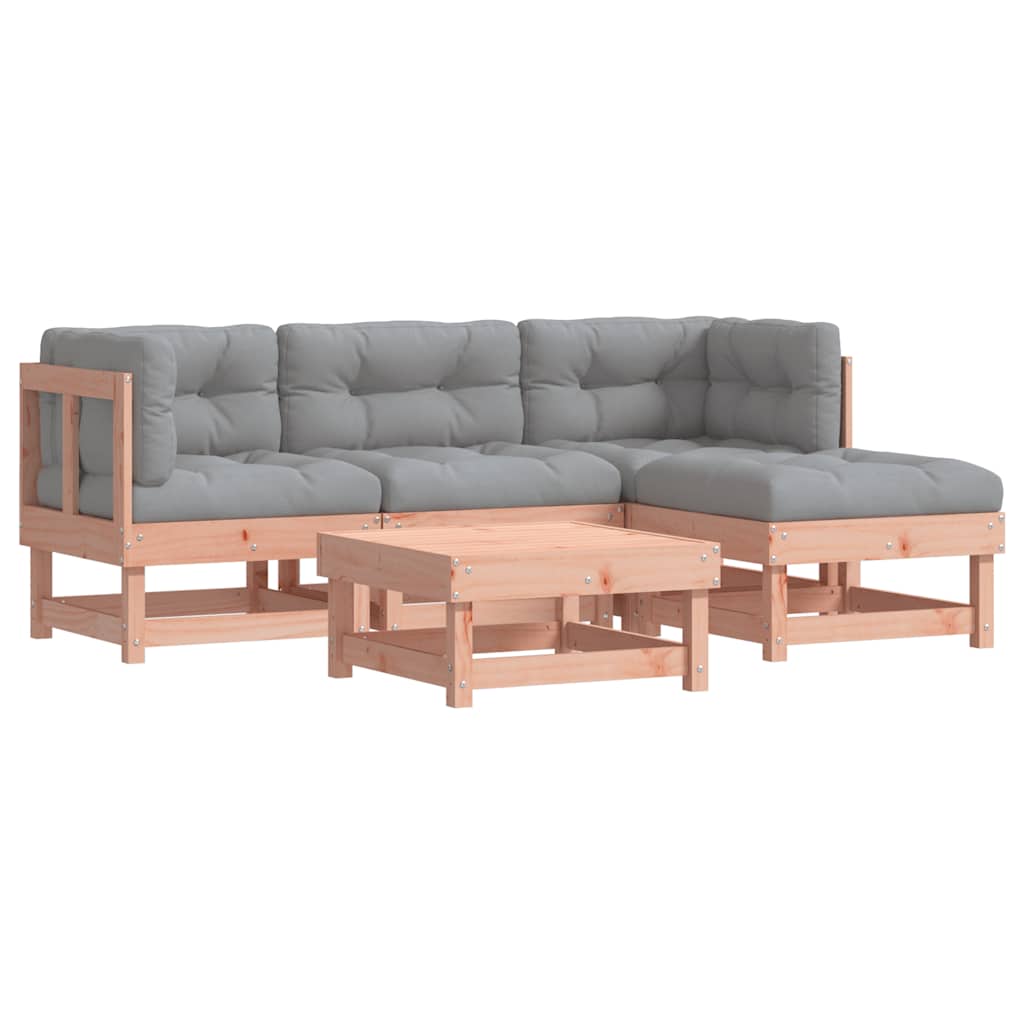 5-tlg. Garten-Lounge-Set mit Kissen Massivholz Douglasie