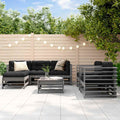 7-tlg. Garten-Lounge-Set mit Kissen Grau Massivholz