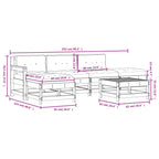 6-tlg. Garten-Lounge-Set mit Kissen Weiß Massivholz