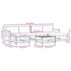 7-tlg. Garten-Lounge-Set mit Kissen Grau Massivholz