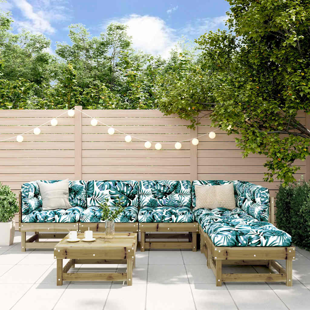 7-tlg. Garten-Lounge-Set mit Kissen Imprägniertes Kiefernholz