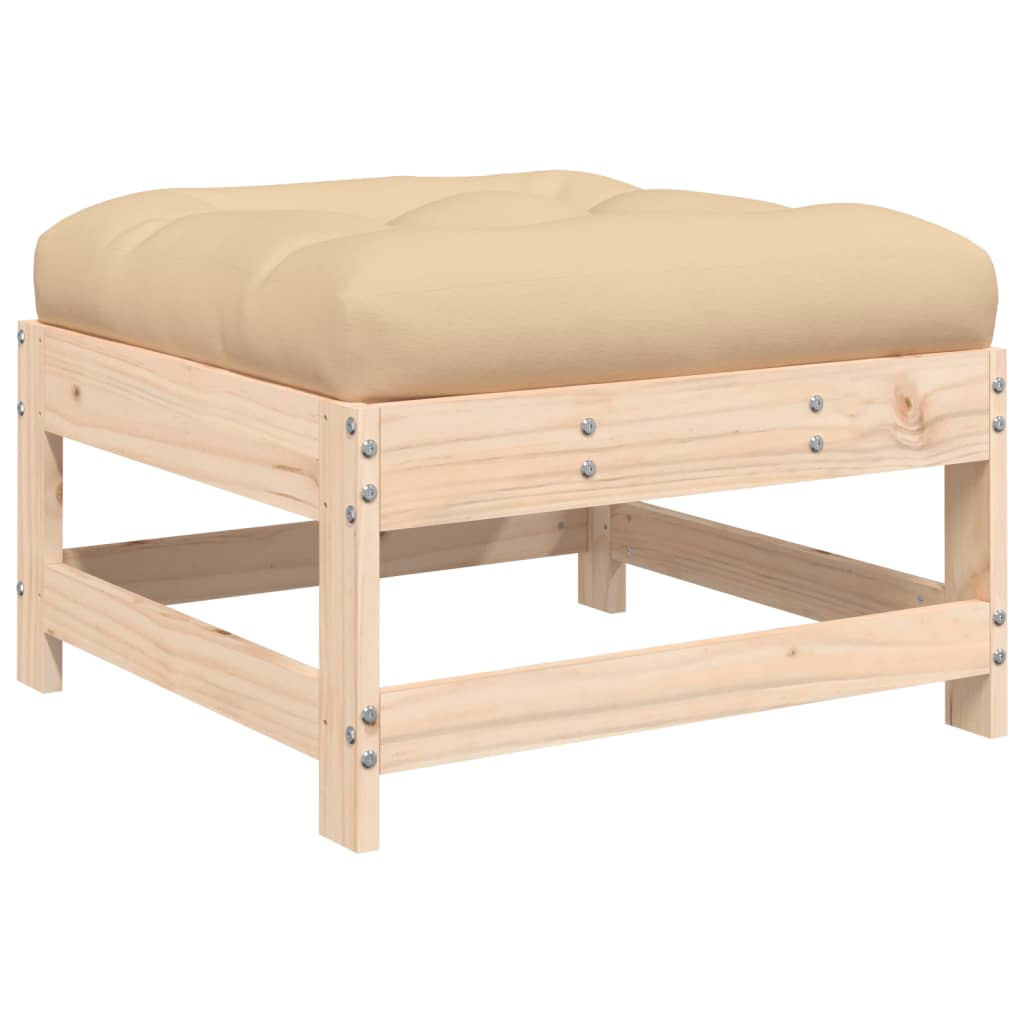 7-tlg. Garten-Lounge-Set mit Kissen Massivholz