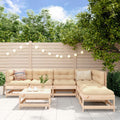 7-tlg. Garten-Lounge-Set mit Kissen Massivholz