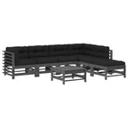 7-tlg. Garten-Lounge-Set mit Kissen Grau Massivholz