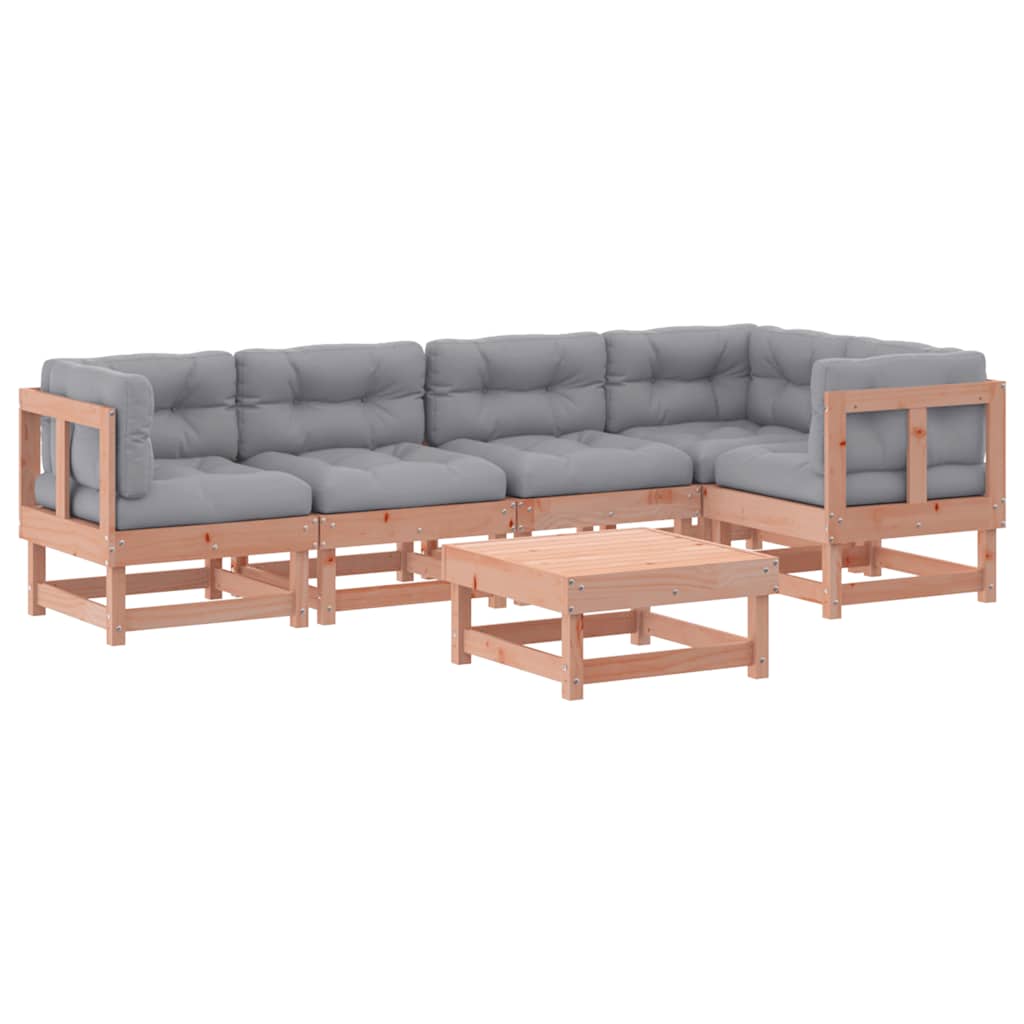 6-tlg. Garten-Lounge-Set mit Kissen Massivholz Douglasie