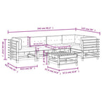 6-tlg. Garten-Lounge-Set mit Kissen Grau Massivholz