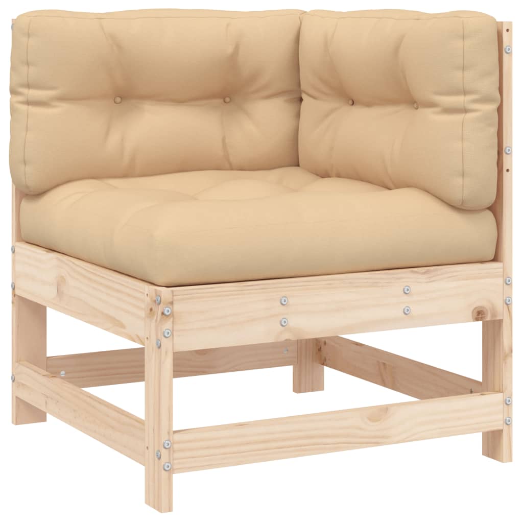 4-tlg. Garten-Lounge-Set mit Kissen Massivholz