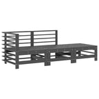 3-tlg. Garten-Lounge-Set mit Kissen Grau Massivholz