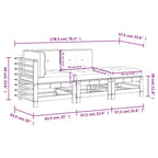 3-tlg. Garten-Lounge-Set mit Kissen Grau Massivholz