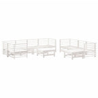 10-tlg. Garten-Lounge-Set mit Kissen Weiß Massivholz