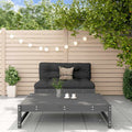 2-tlg. Garten-Lounge-Set mit Kissen Grau Massivholz
