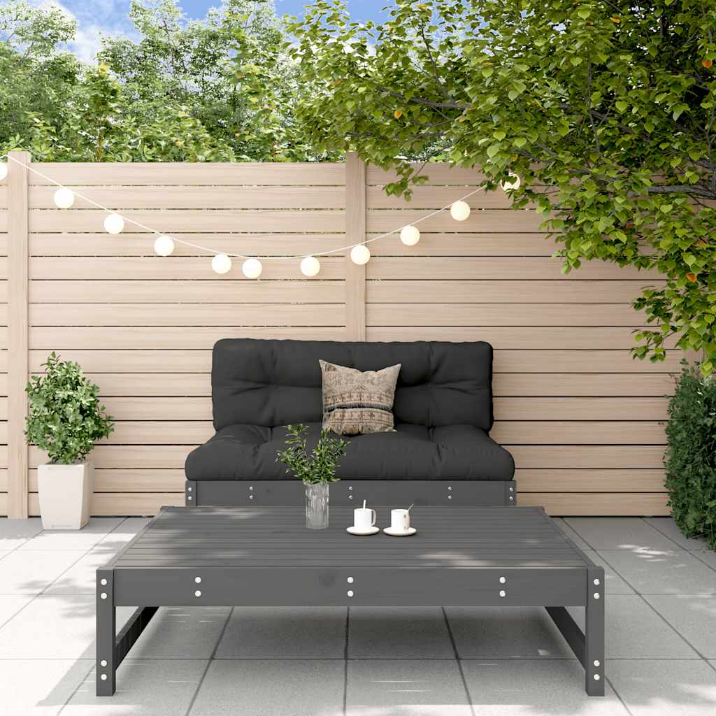 2-tlg. Garten-Lounge-Set mit Kissen Grau Massivholz
