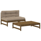 2-tlg. Garten-Lounge-Set mit Kissen Honigbraun Massivholz