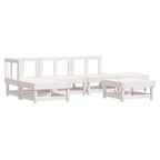 6-tlg. Garten-Lounge-Set Weiß Massivholz Kiefer