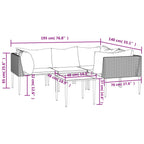 5-tlg. Garten-Lounge-Set mit Kissen Grau Poly Rattan