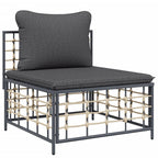 6-tlg. Garten-Lounge-Set mit Kissen Anthrazit Poly Rattan