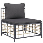 9-tlg. Garten-Lounge-Set mit Kissen Anthrazit Poly Rattan
