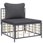 11-tlg. Garten-Lounge-Set mit Kissen Anthrazit Poly Rattan