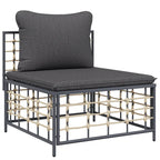9-tlg. Garten-Lounge-Set mit Kissen Anthrazit Poly Rattan