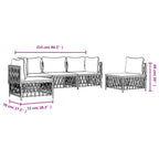 5-tlg. Garten-Lounge-Set mit Kissen Weiß Stahl