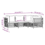 4-tlg. Garten-Lounge-Set mit Kissen Weiß Stahl