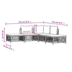 5-tlg. Garten-Lounge-Set mit Kissen Weiß Stahl
