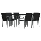 7-tlg. Garten-Essgruppe mit Kissen Poly Rattan und Stahl